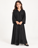 Girls’ Black Detailed Abaya