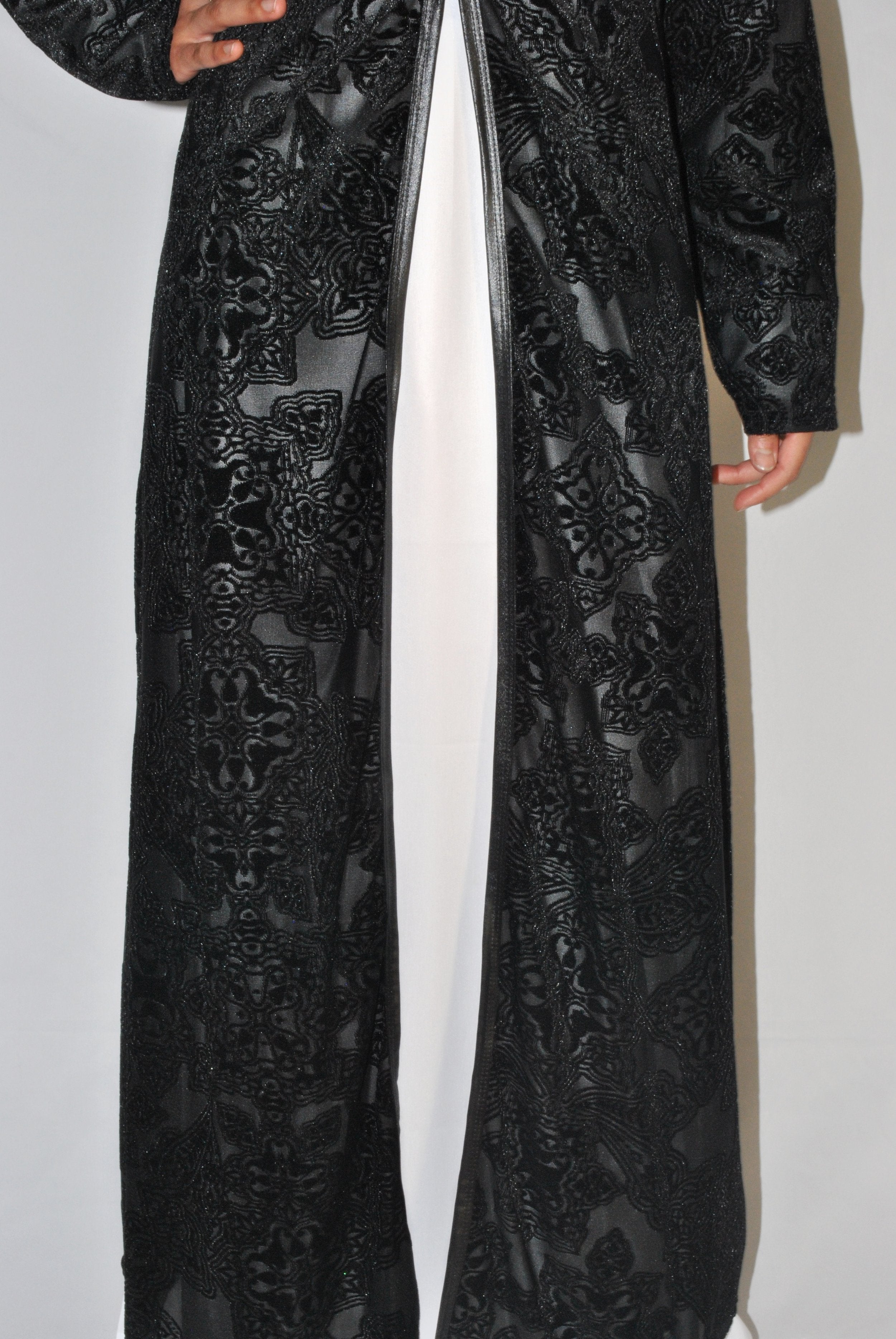 Black Embossed Velvet Over Coat