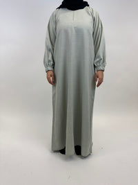 Beige Linen closed abaya