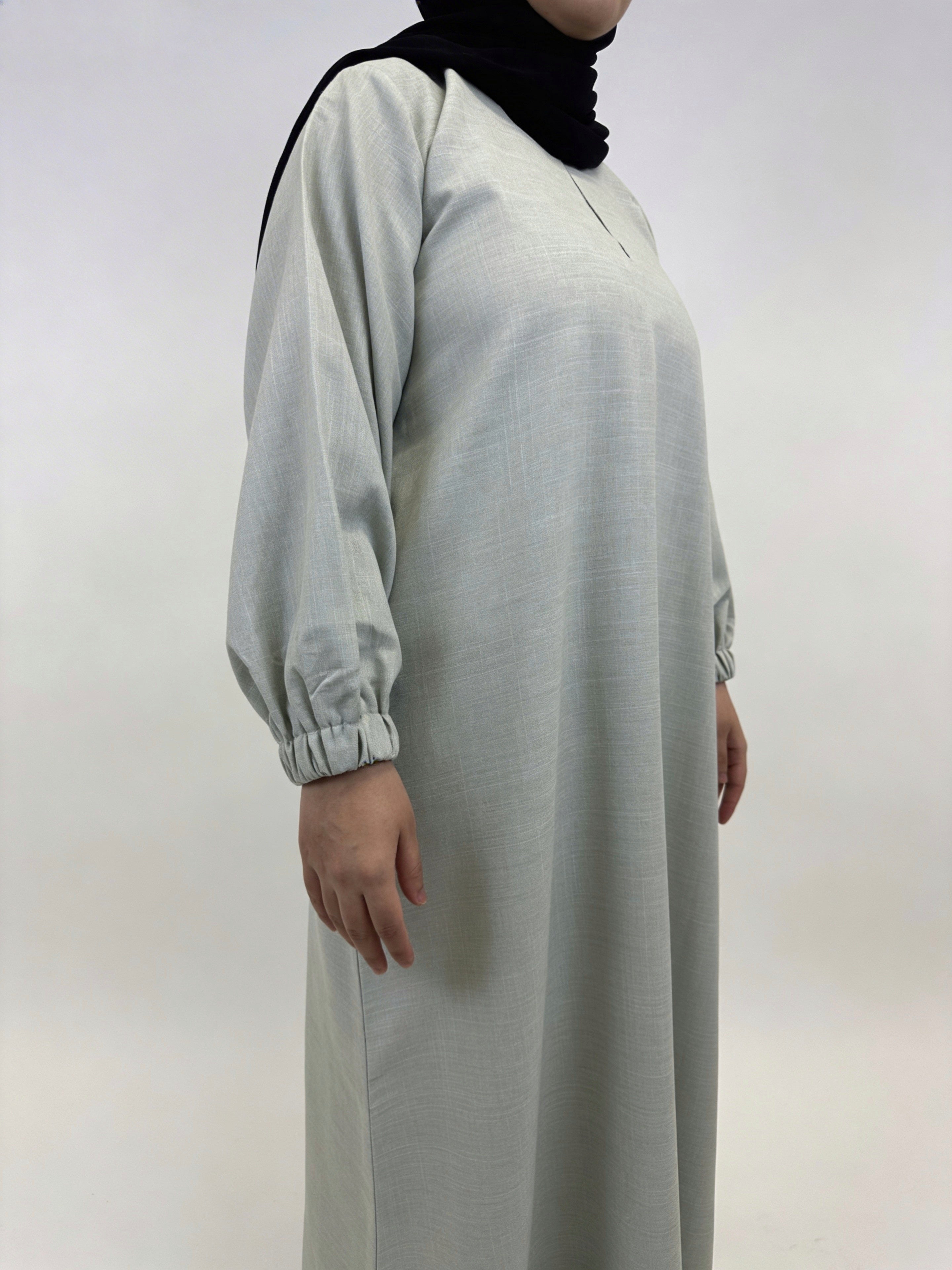 Beige Linen closed abaya