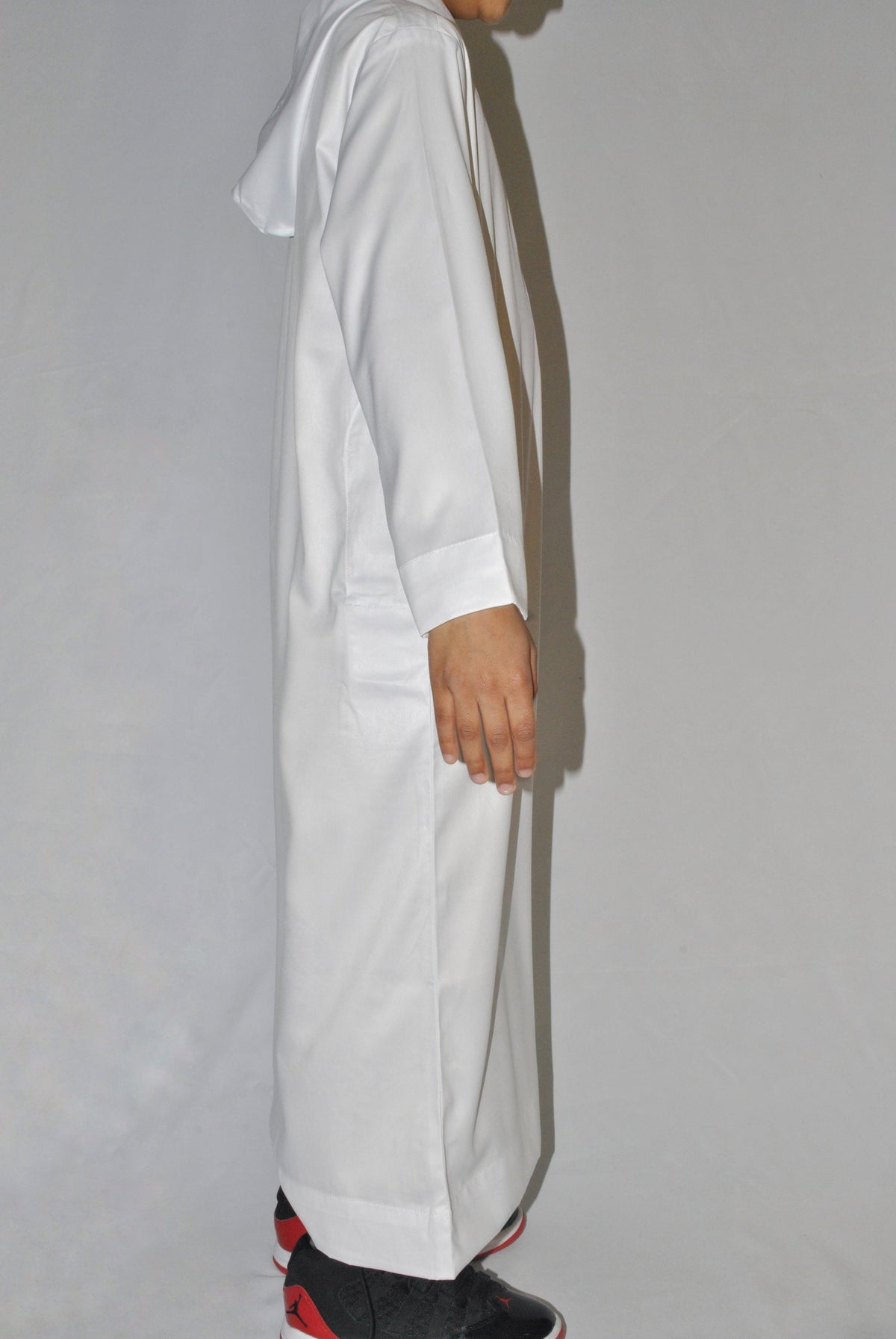 Boys white hooded thobe for Eid, Jummah and mosque wear
