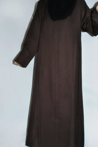 Brown everyday abaya with loose fit and long sleeves, modest school attire