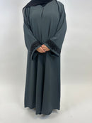 Grey open abaya