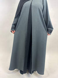 Grey open abaya