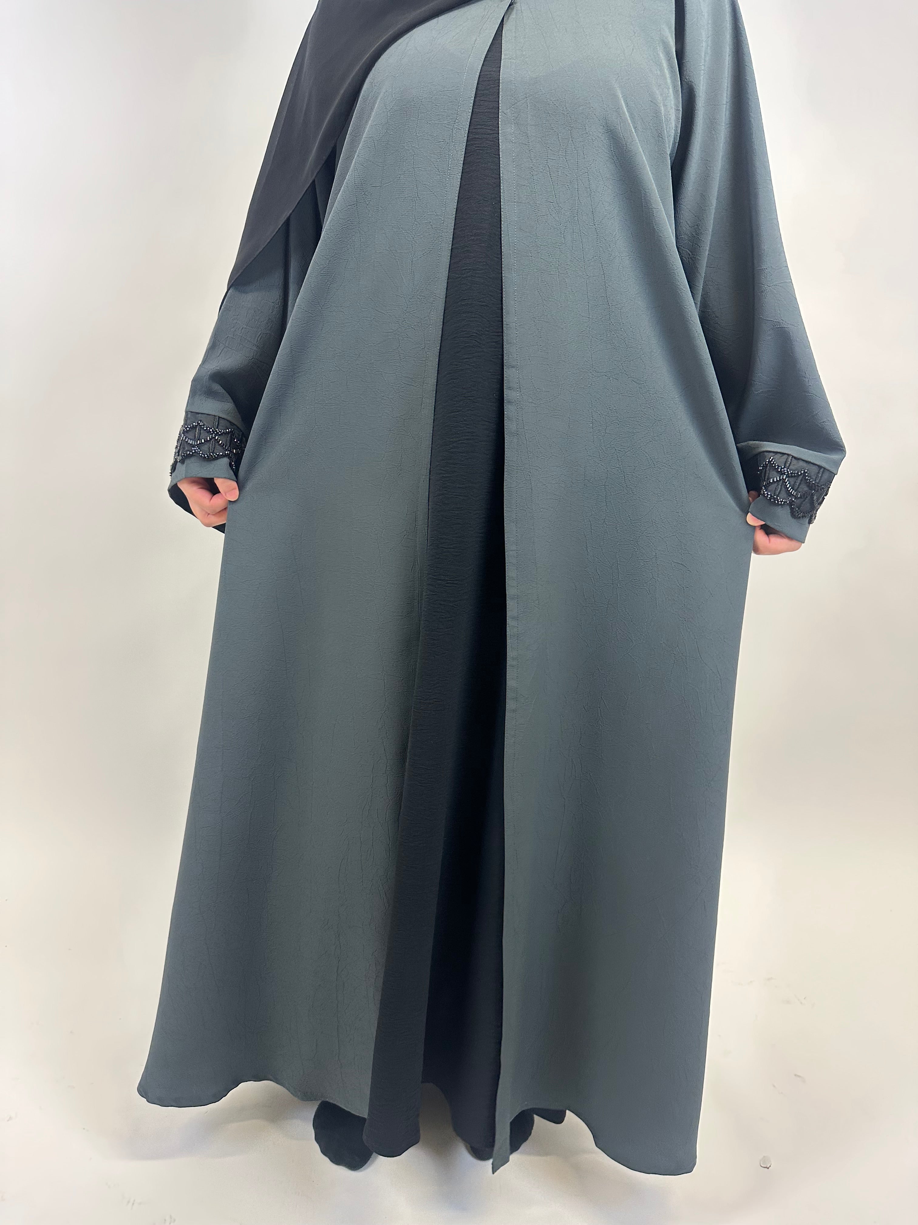Grey open abaya