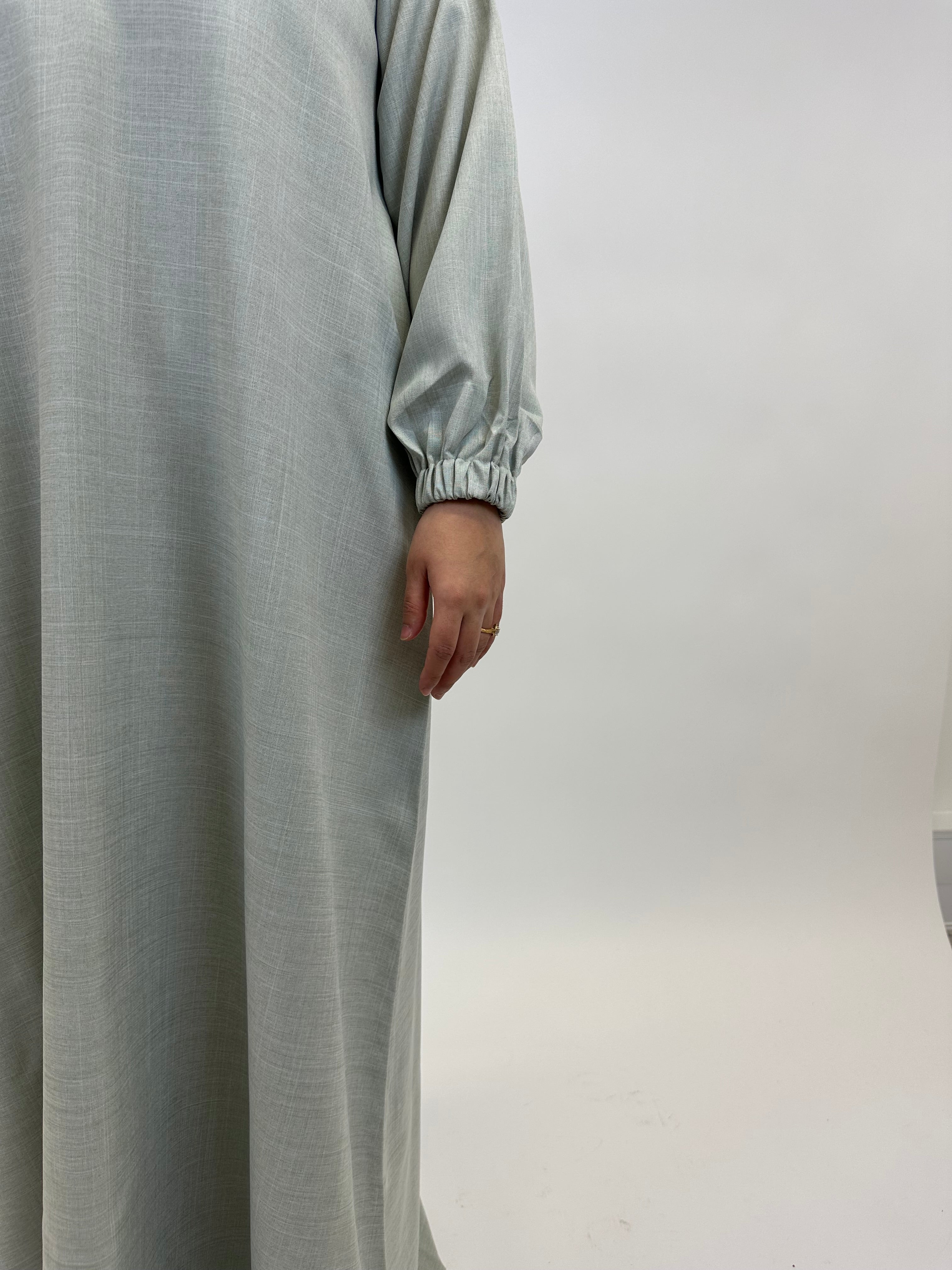 Beige Linen closed abaya