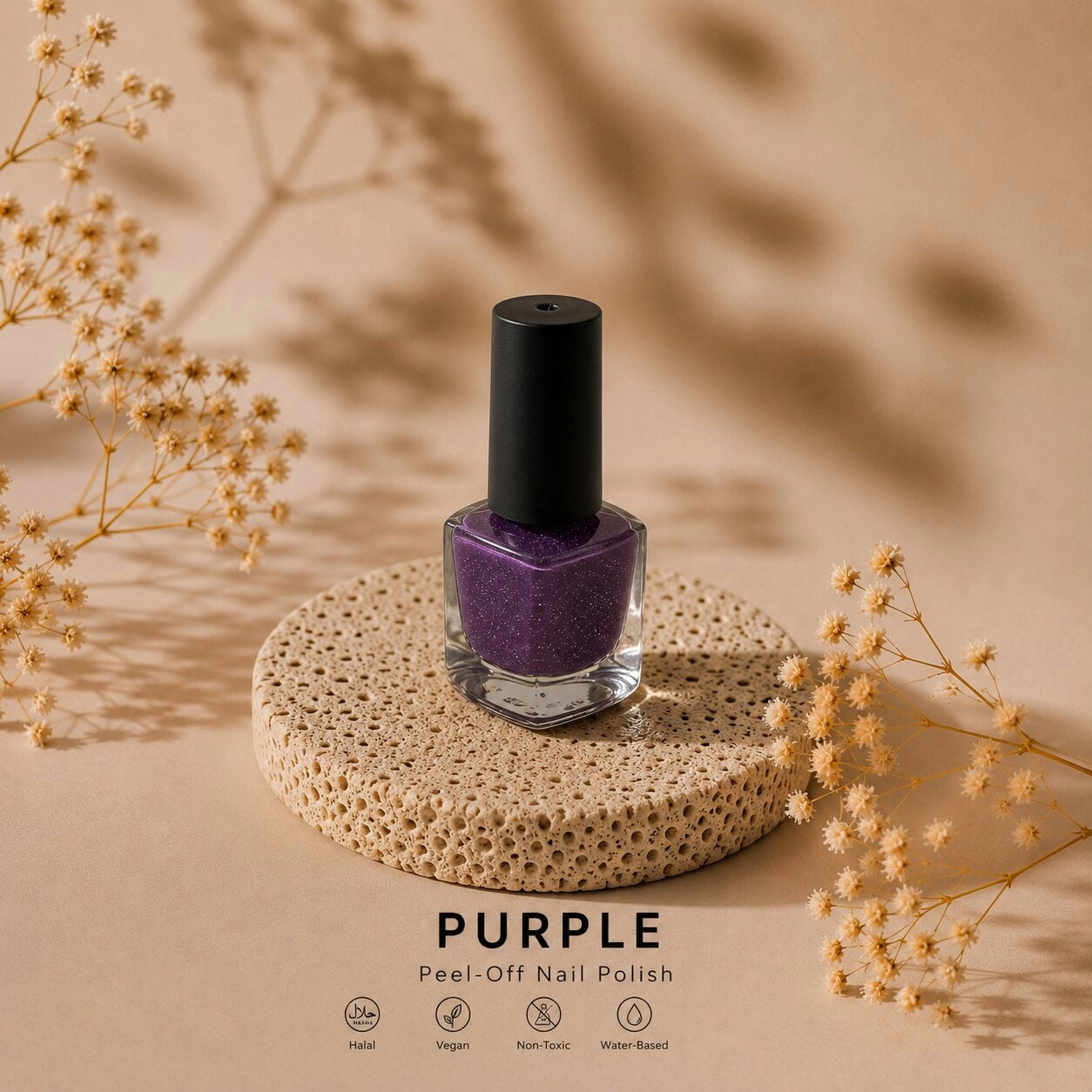 Purple Peel-Off Nail Polish (Glitter Finish)