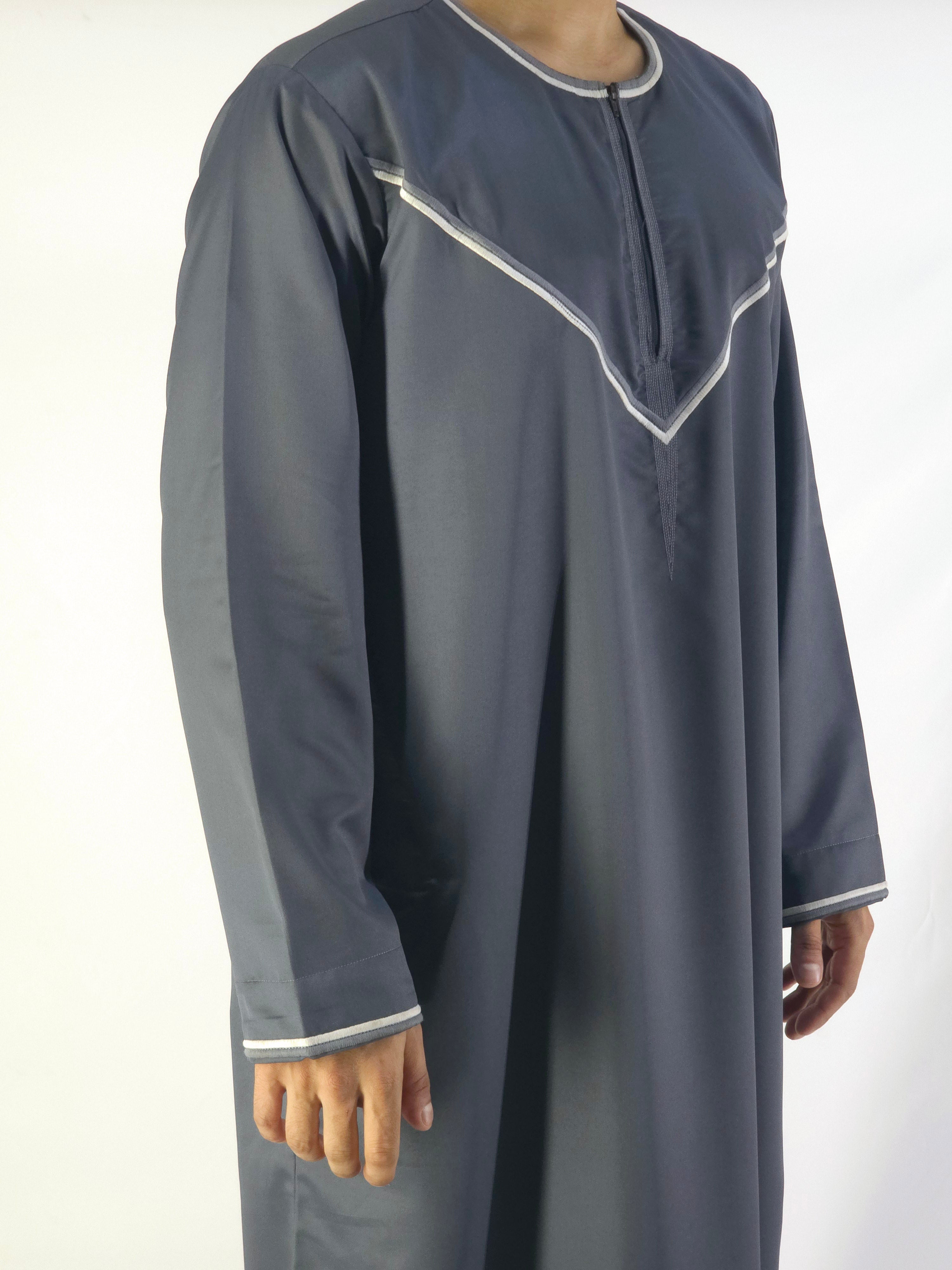 Navy Blue Thobe with piping