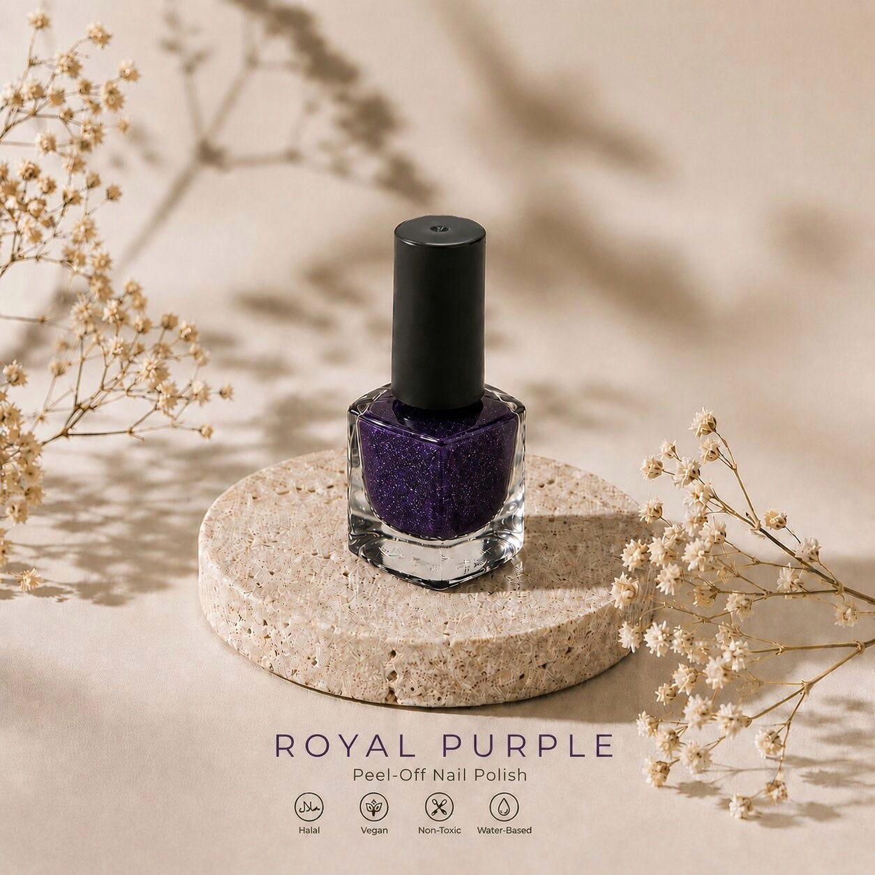 Royal Purple Peel-Off Nail Polish (Glitter)