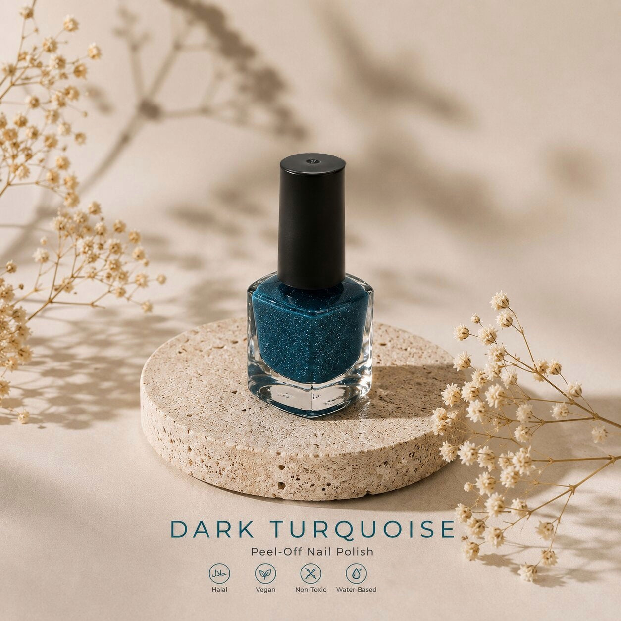 Dark Turqoise Peel-Off Nail Polish (Glitter)