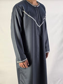 Navy Blue Thobe with piping