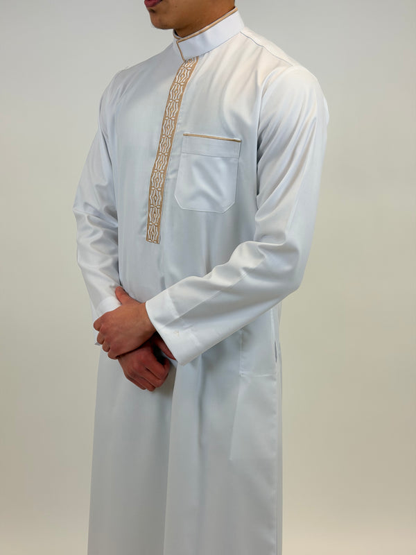White and Gold Saudi Thobe