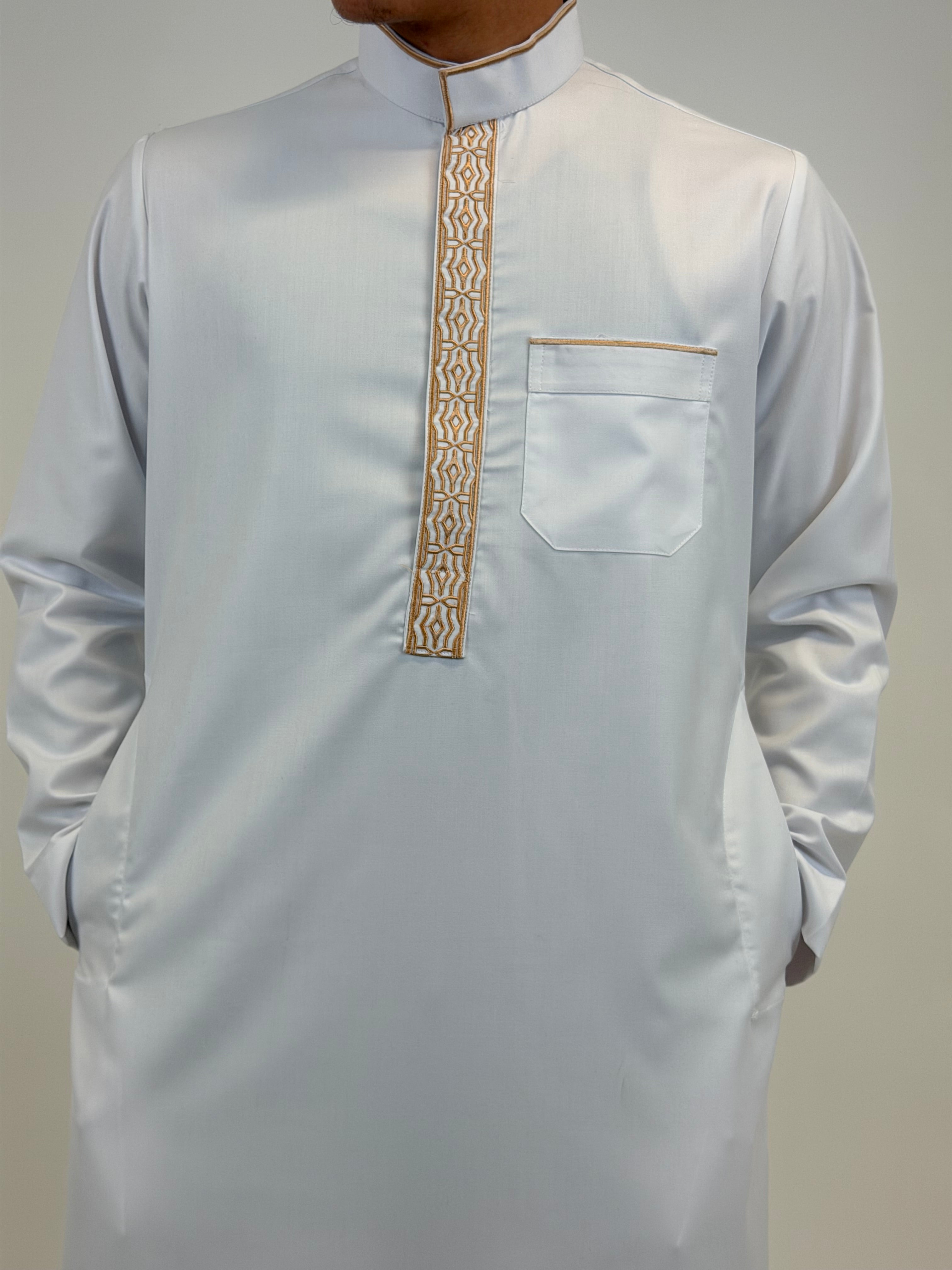 White and Gold Saudi Thobe