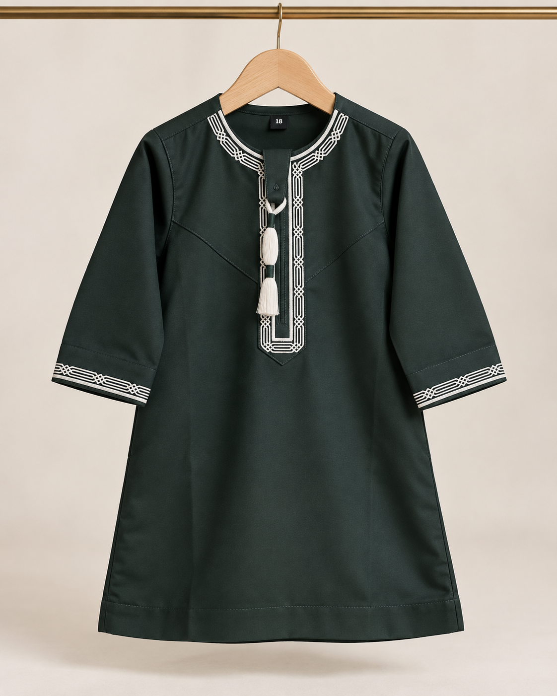 Toddler Dark Green & White Emirati Thobe