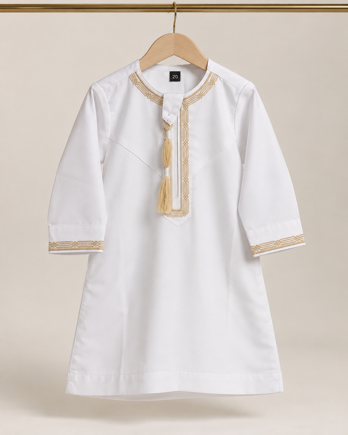 Toddler White & Gold Emirati Thobe