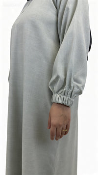 Full length beige linen abaya for women